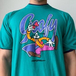 Vintage 1990s Disney Goofy Graphic Teal T-Shirt